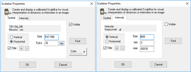 Scalebar Properties dialog